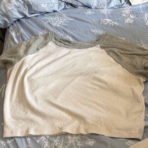 Hollister Gray and White Raglan Blouse